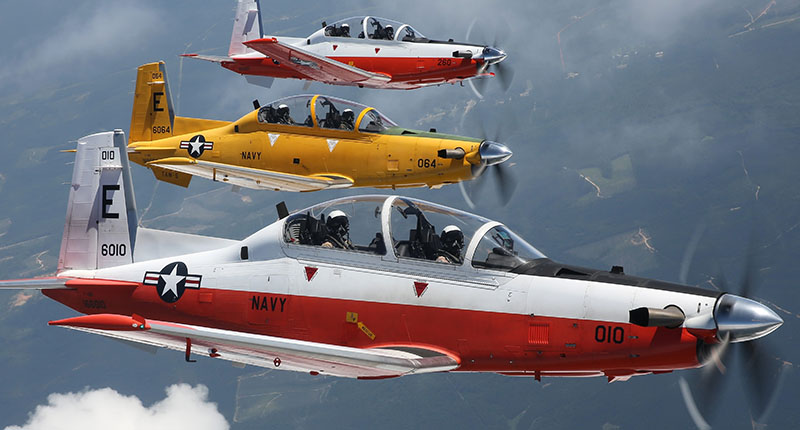T-6B Texan II Trainers in Formation - U.S. Navy photo by Ensign Antonio More